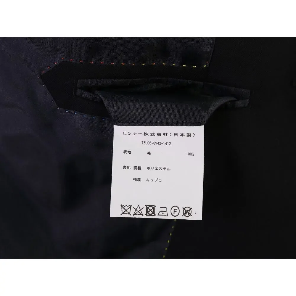 Richard James Savile Row Solid Black 2-Btn Modern Fit Wool Suit 36S